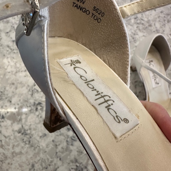 Halloween Costume white satin Wedding Bride Shoes sz 8-1/2 W size 8.5 W - Picture 6 of 14